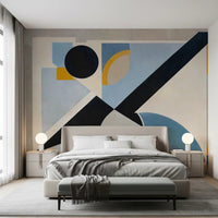 Bedroom  paired with the cubist Avant Signal wall mural for a focal moment