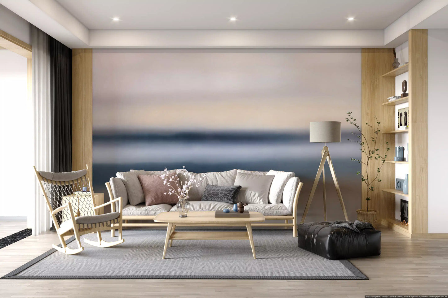 Painterly horizon stripes form the core of the Rotko Ash wall mural