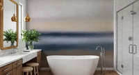 Deep navy band cuts through cream and blush in the Rotko Ash wall mural
