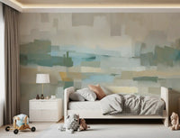 Kids bedroom pairing warm flooring with the muted Velvet Dusk wall mural
