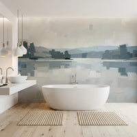 Slate, beige, and chalk white blocks form the Glow wall mural composition.