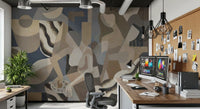 Female forms and ribbon curls flow through the Lunar Smoke wall mural.