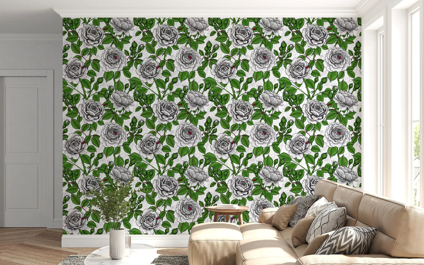 White rose garden Wallpaper⁠