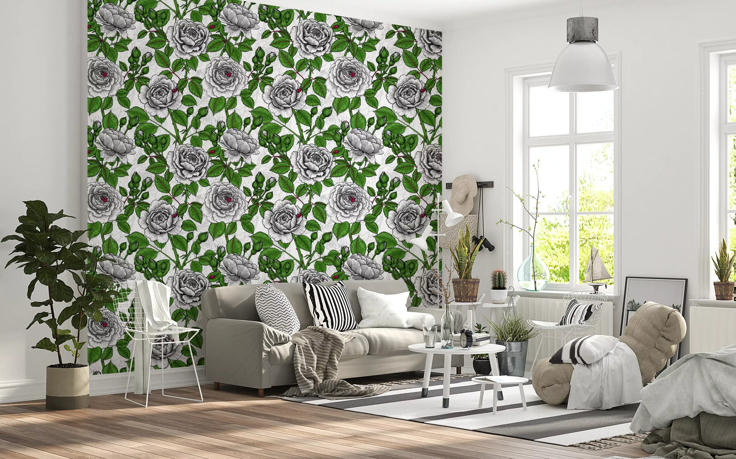 White rose garden Wallpaper⁠
