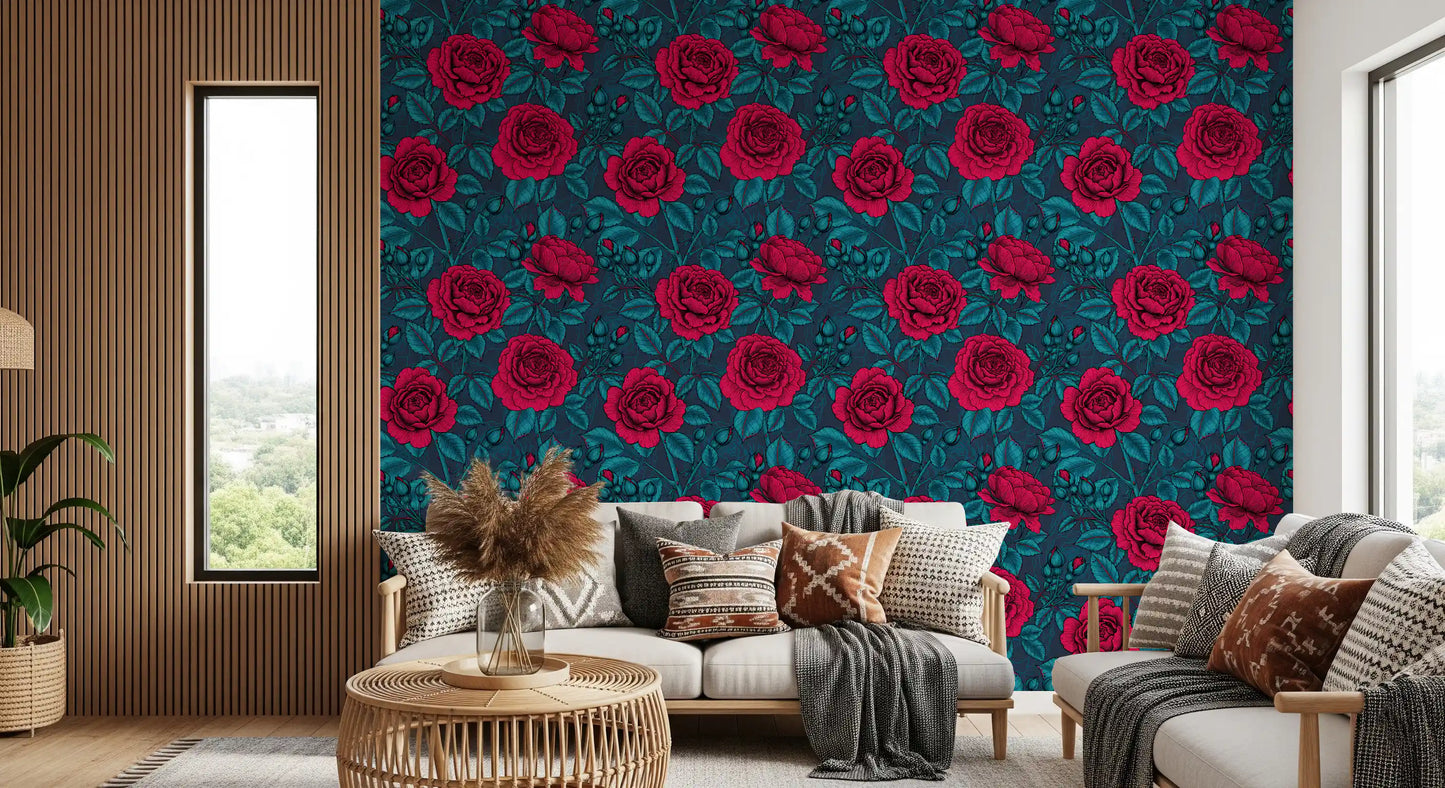 Nocturnal Rose Garden Wallpaper⁠