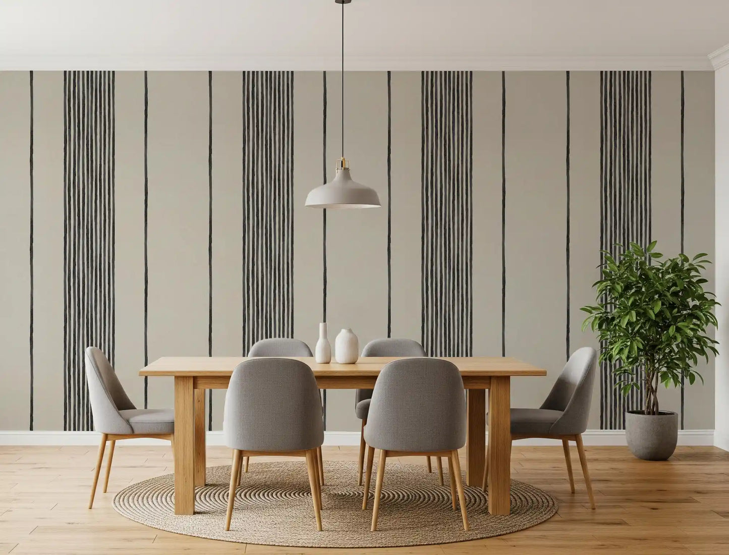 Artisanal Striped Linen Wallpaper⁠