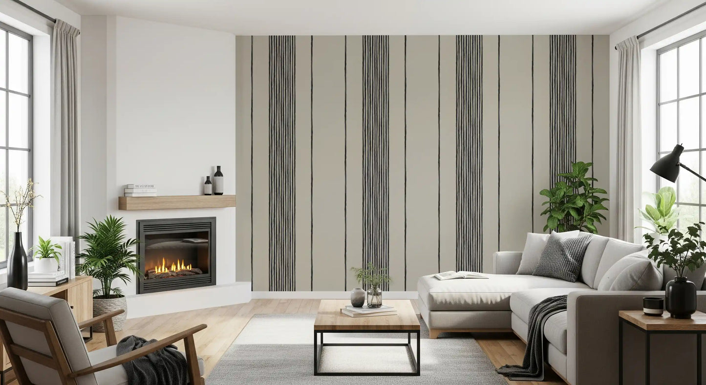 Artisanal Striped Linen Wallpaper⁠