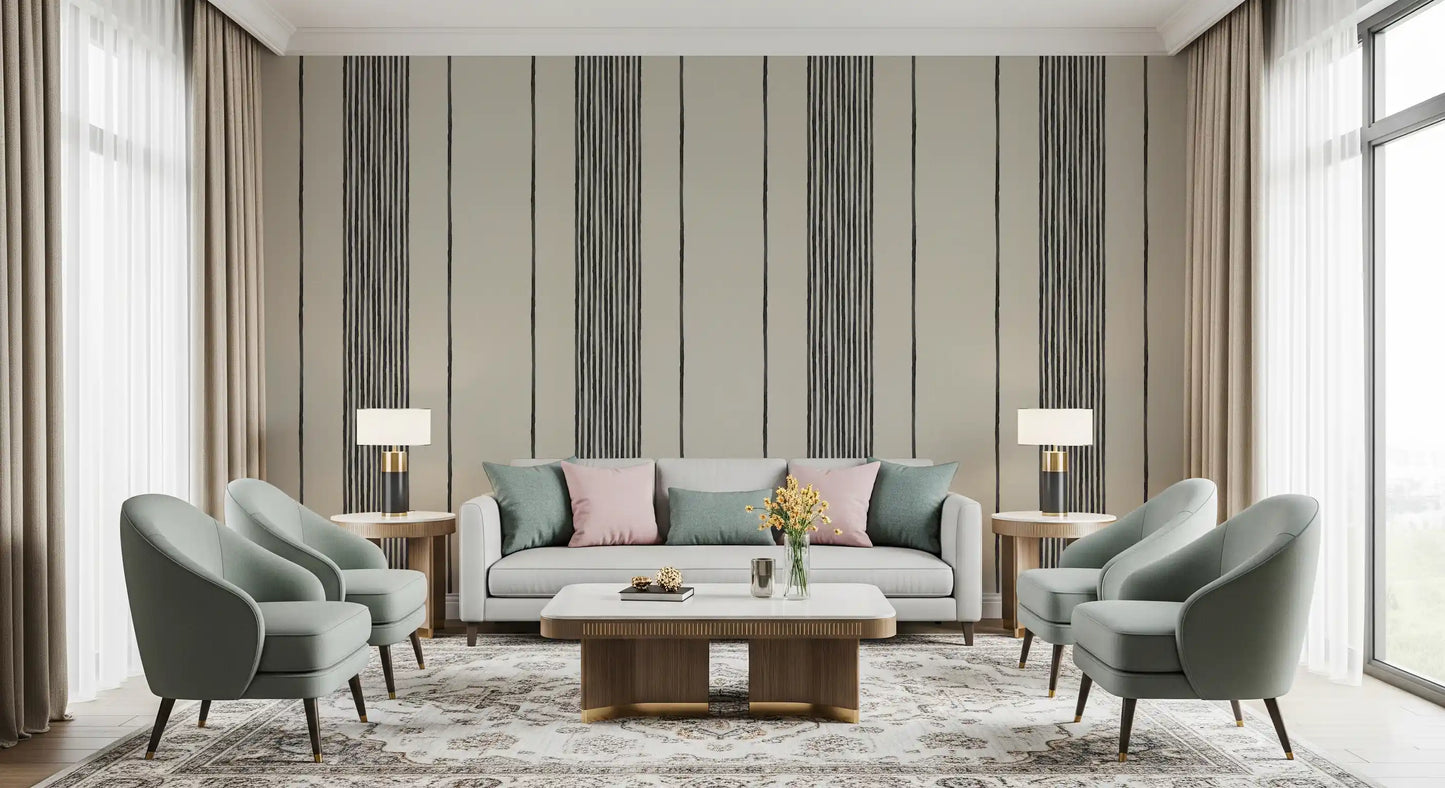 Artisanal Striped Linen Wallpaper⁠
