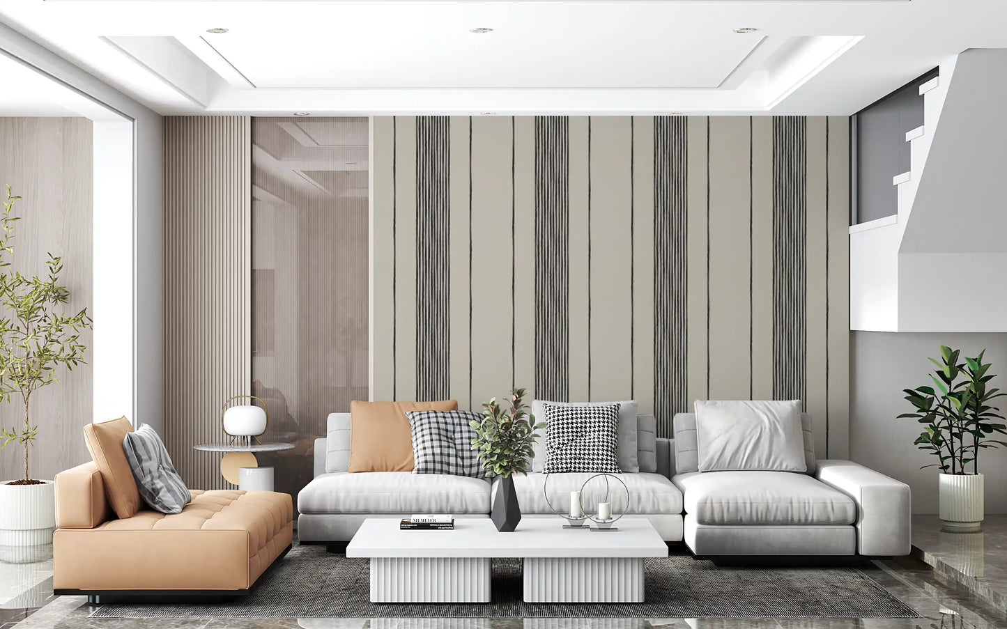 Artisanal Striped Linen Wallpaper⁠