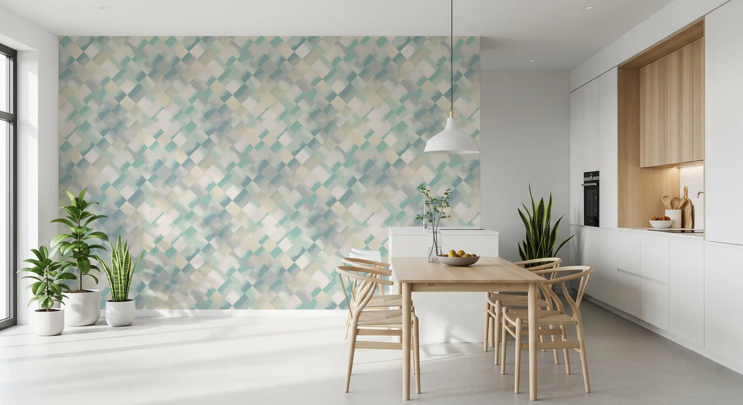 Relax Watery Painted Checker Wallpaper⁠