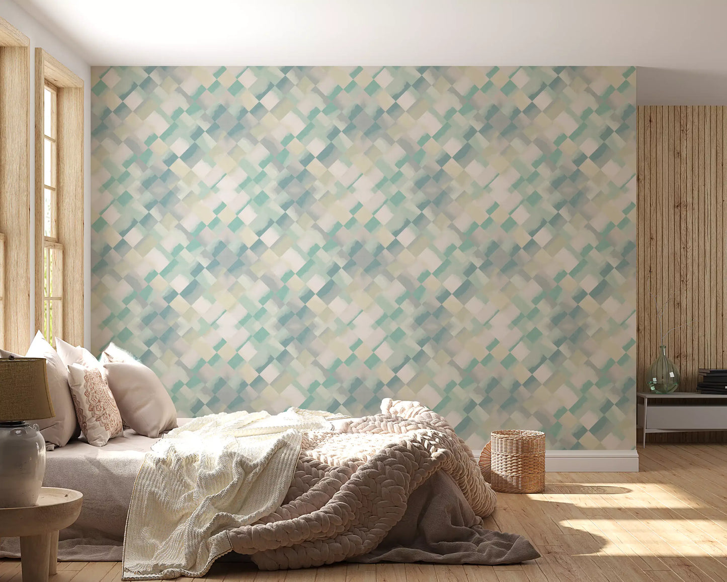 Relax Watery Painted Checker Wallpaper⁠