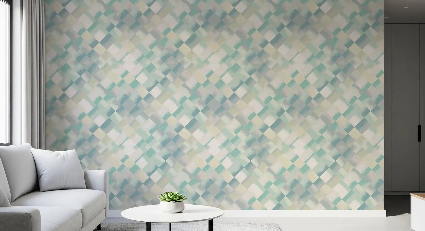 Relax Watery Painted Checker Wallpaper⁠