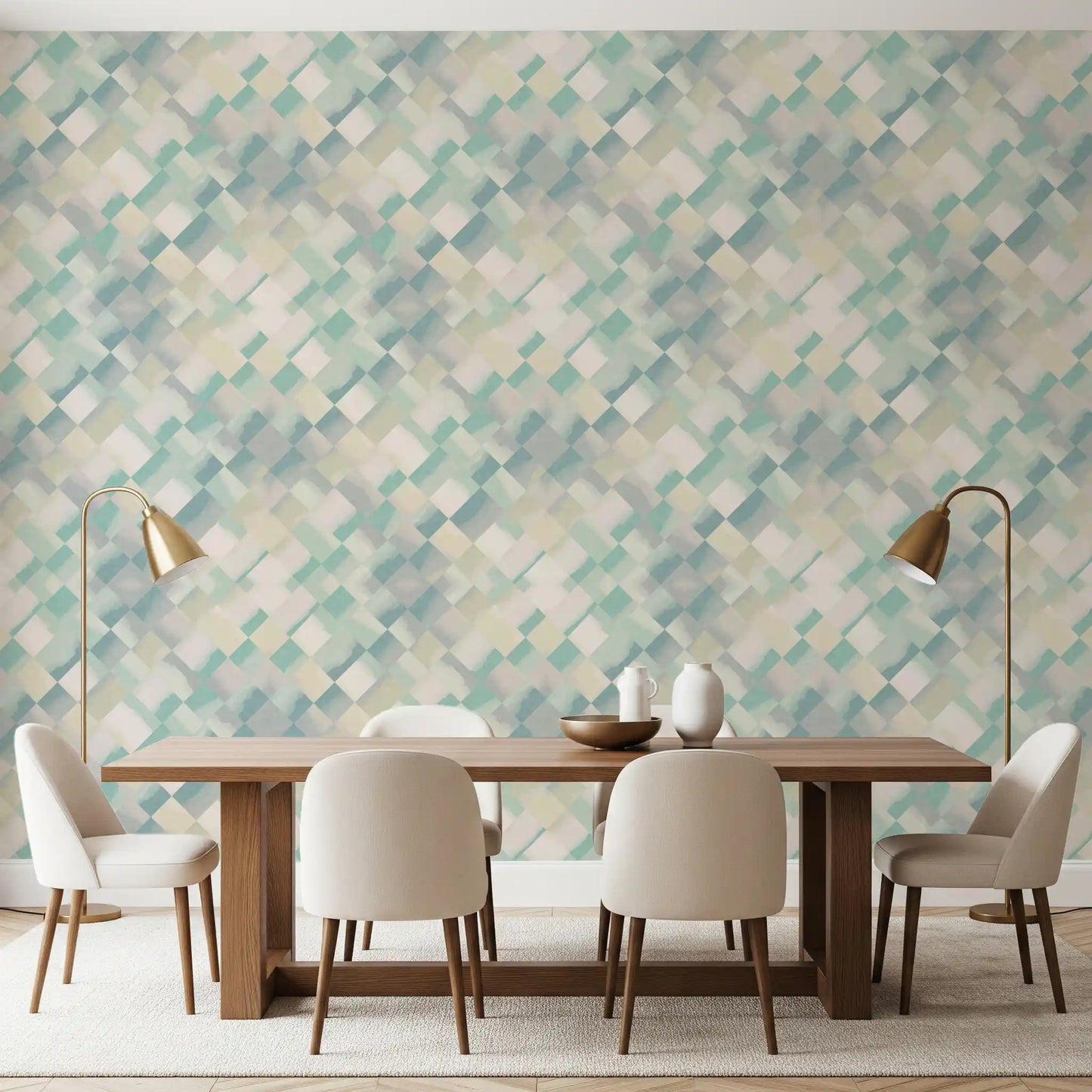 Relax Watery Painted Checker Wallpaper⁠
