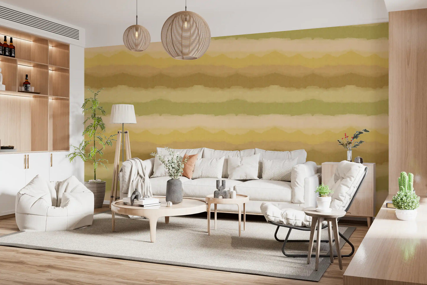 Relax Greenery Painted Horizon Wallpaper⁠