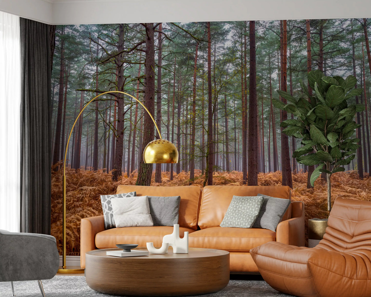 Pine Woods & Ember Ferns Wall Mural