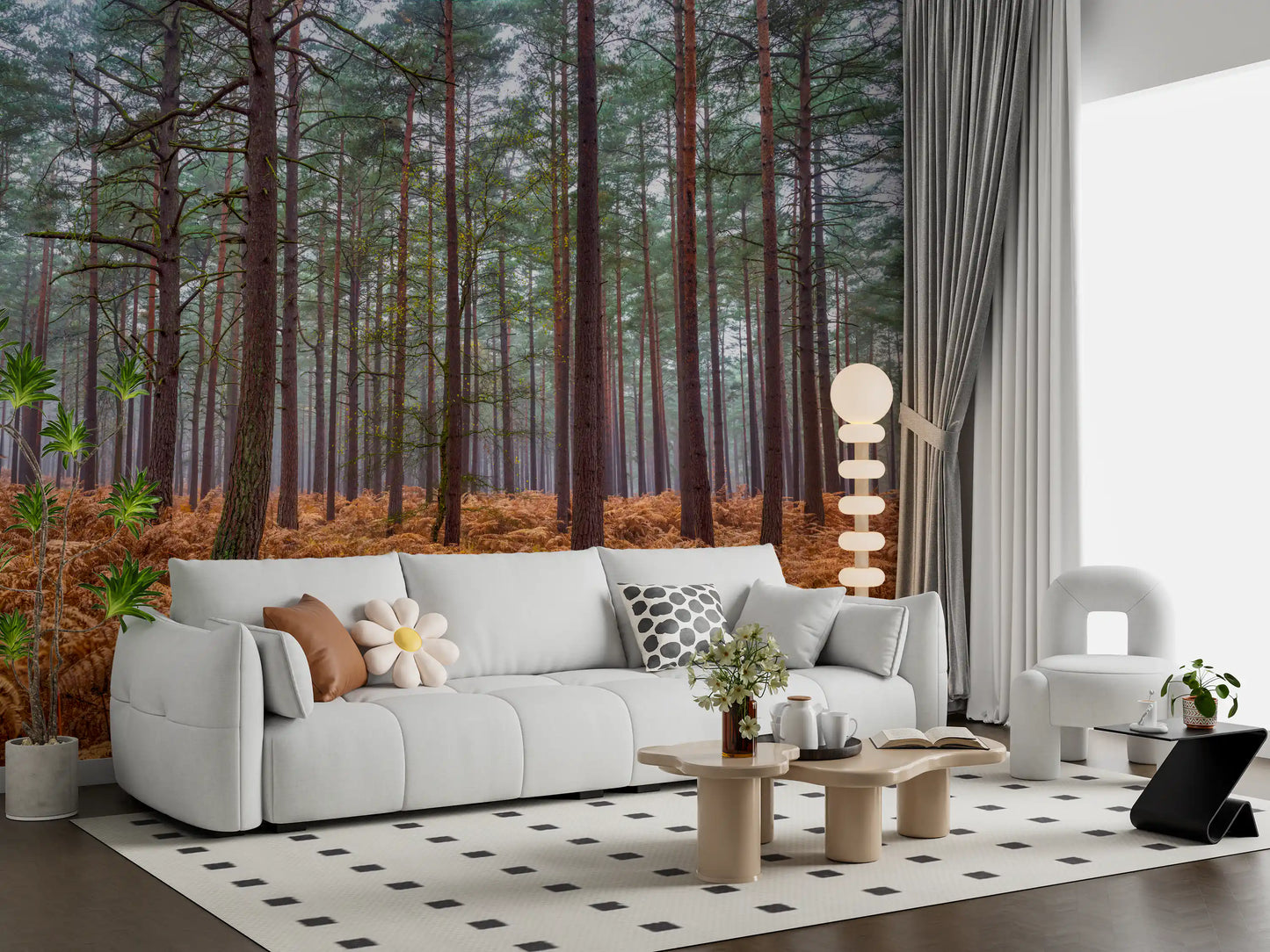 Pine Woods & Ember Ferns Wall Mural