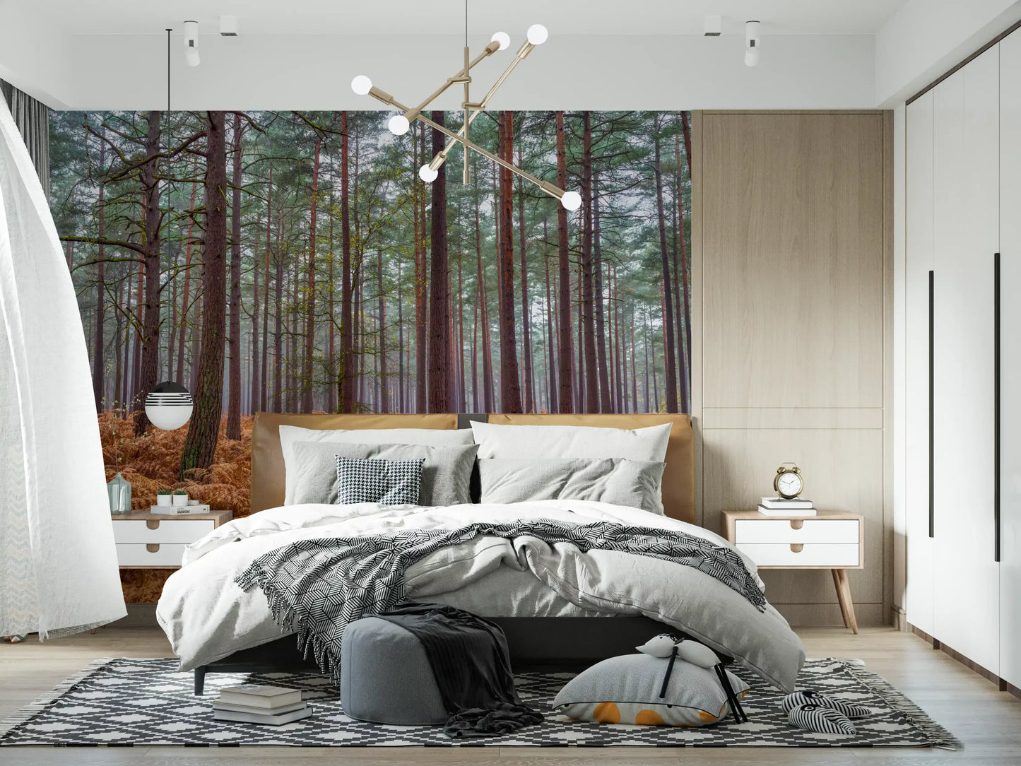 Pine Woods & Ember Ferns Wall Mural
