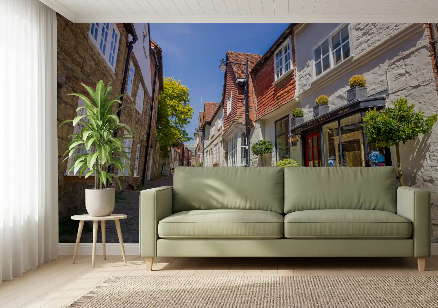 Charming Cobbled Lane Wall Mural