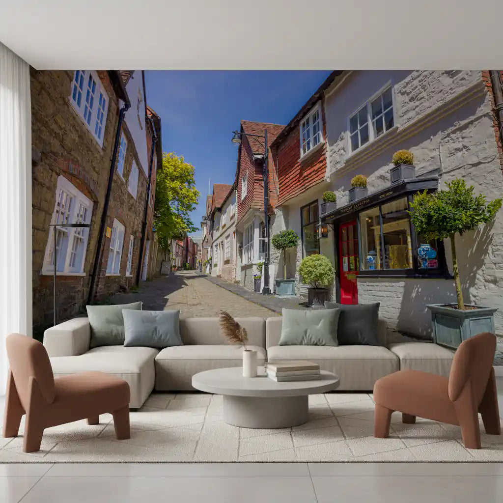 Charming Cobbled Lane Wall Mural