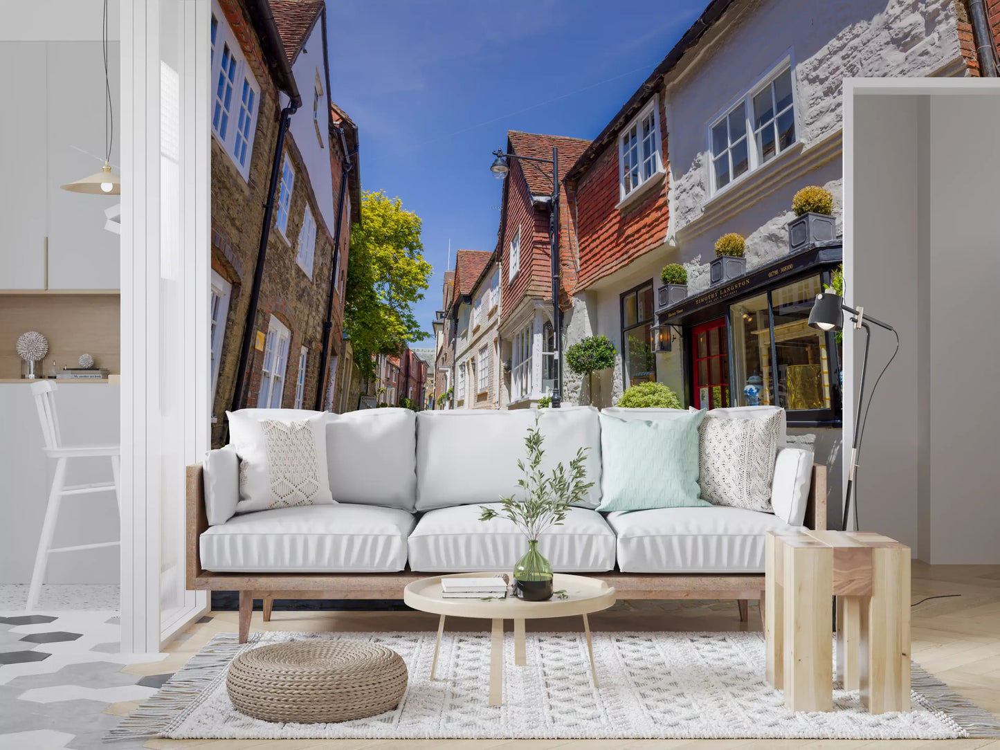 Charming Cobbled Lane Wall Mural