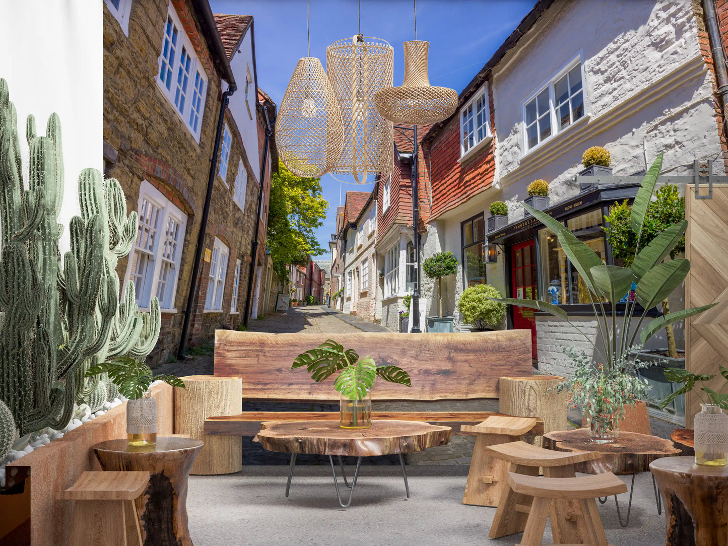 Charming Cobbled Lane Wall Mural