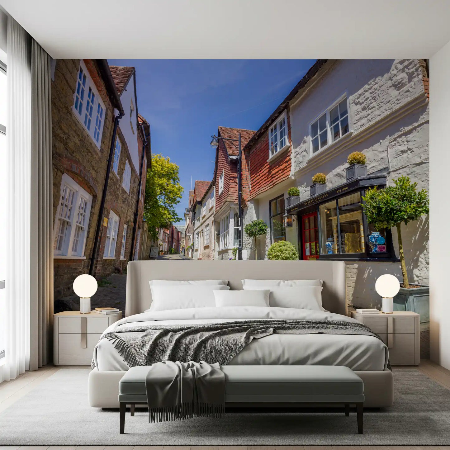 Charming Cobbled Lane Wall Mural