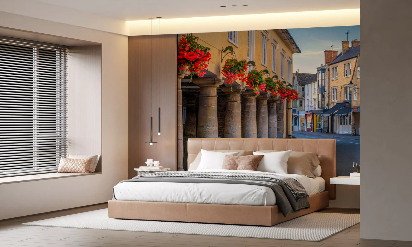 Village Blooms & Stone Archway Wall Mural