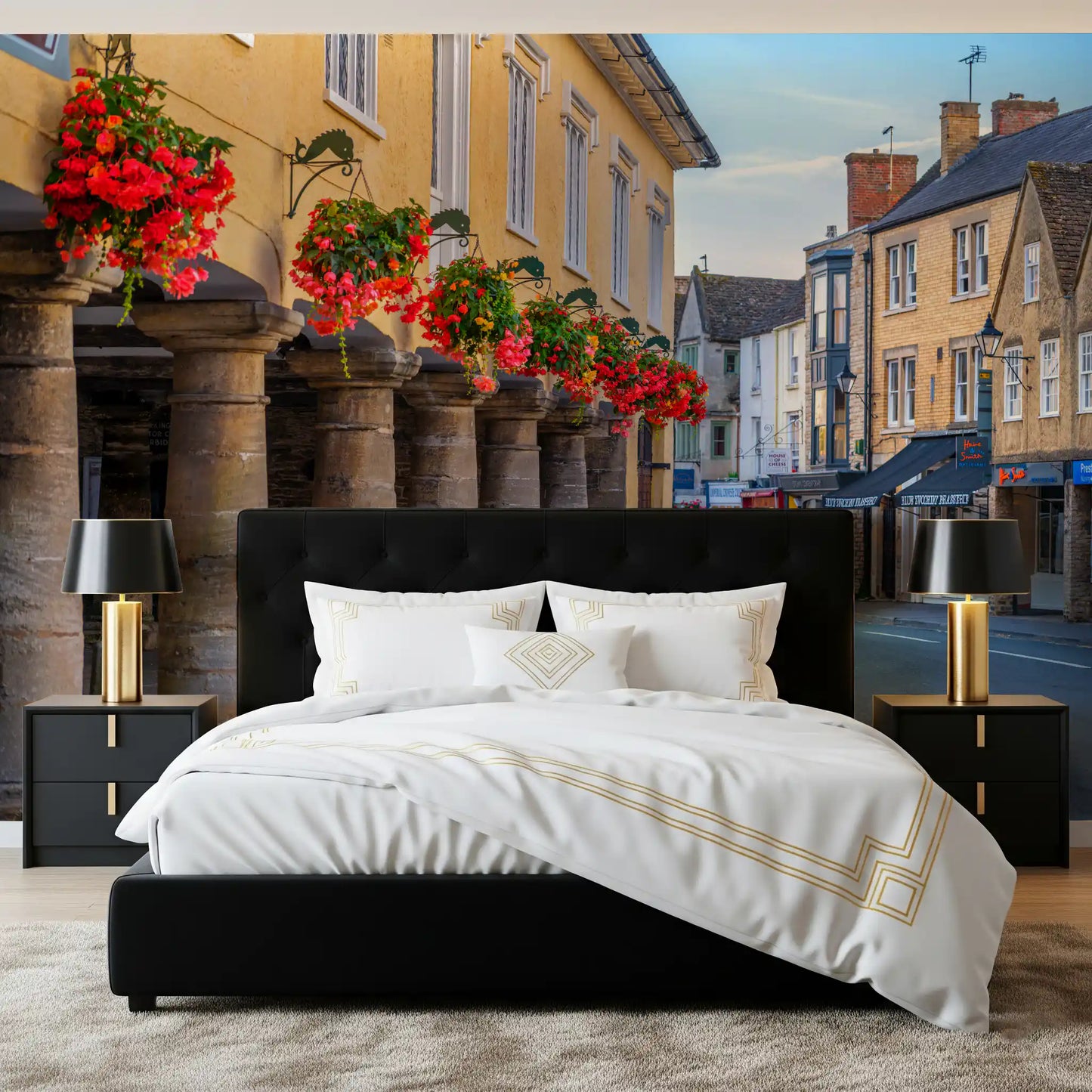 Village Blooms & Stone Archway Wall Mural
