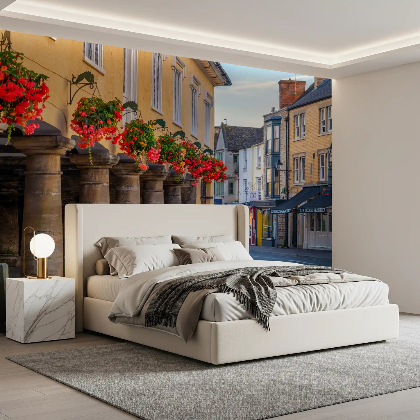 Village Blooms & Stone Archway Wall Mural