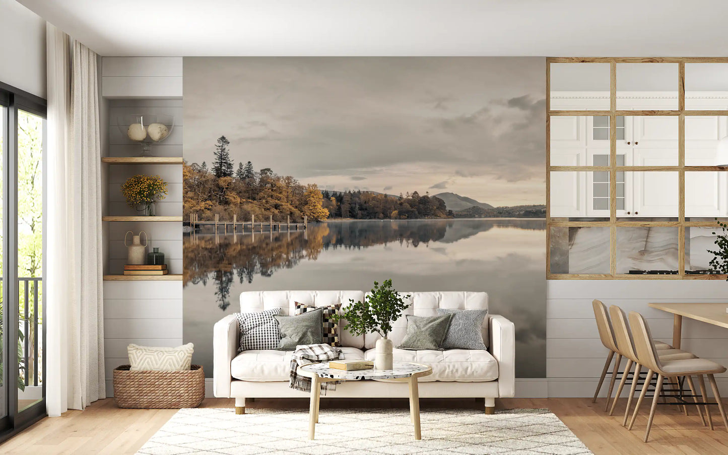 Golden Lakeside Tranquility Wall Mural