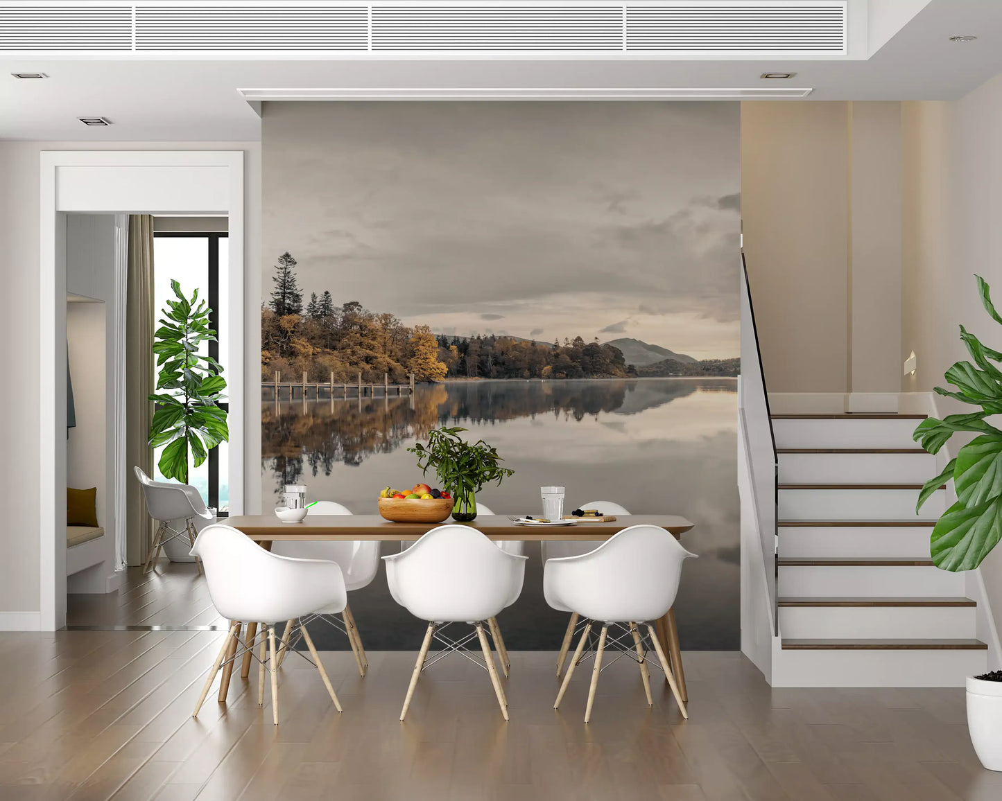 Golden Lakeside Tranquility Wall Mural