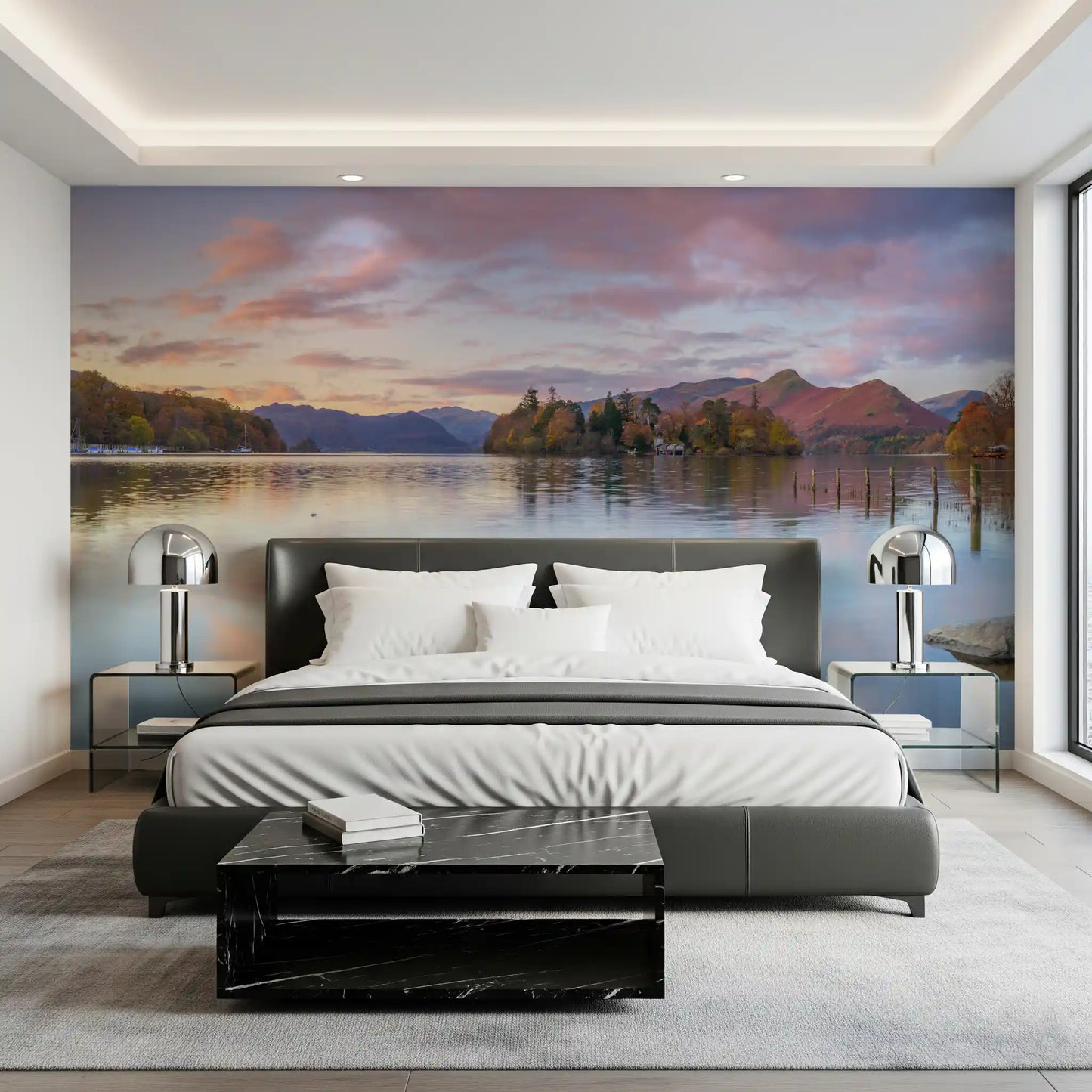 Autumn Lakeside Glow Wall Mural