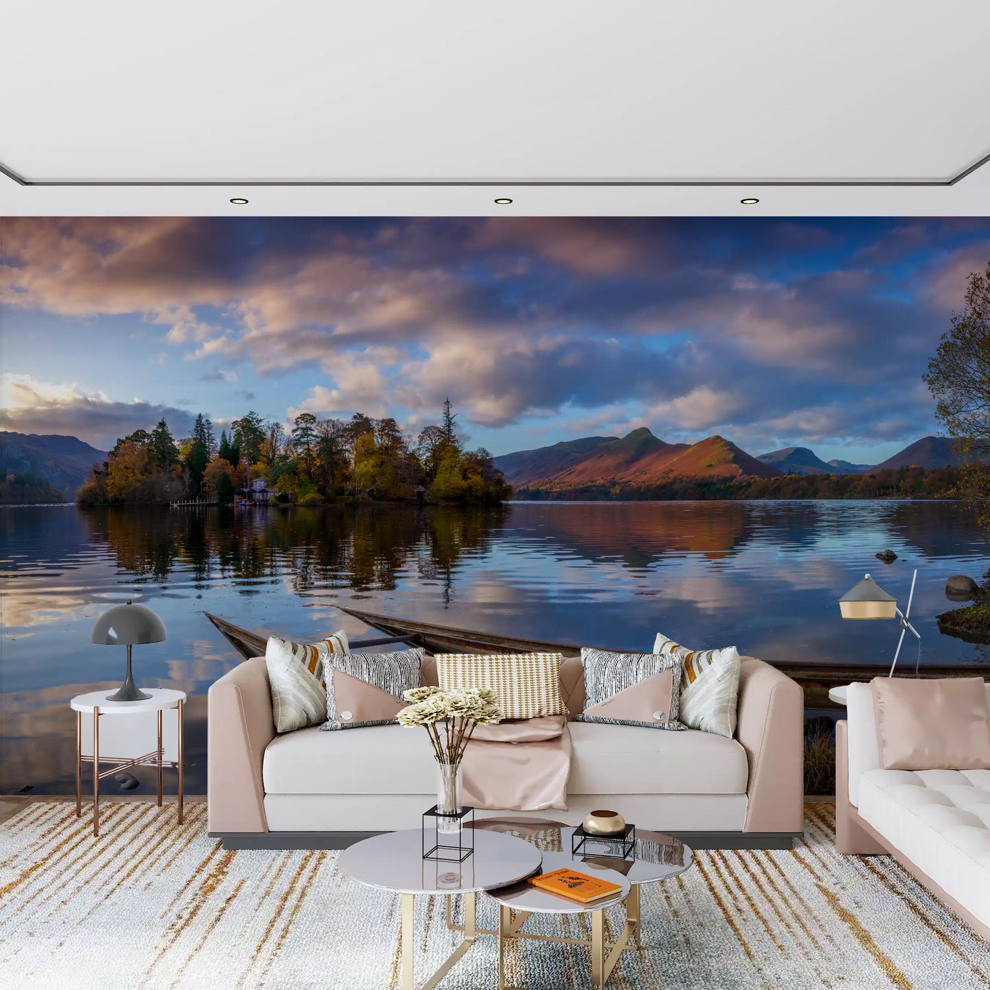 Lakeside Reflections: Autumn Glow Wall Mural