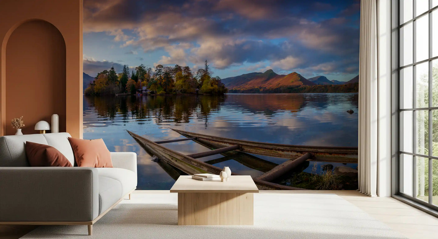 Lakeside Reflections: Autumn Glow Wall Mural