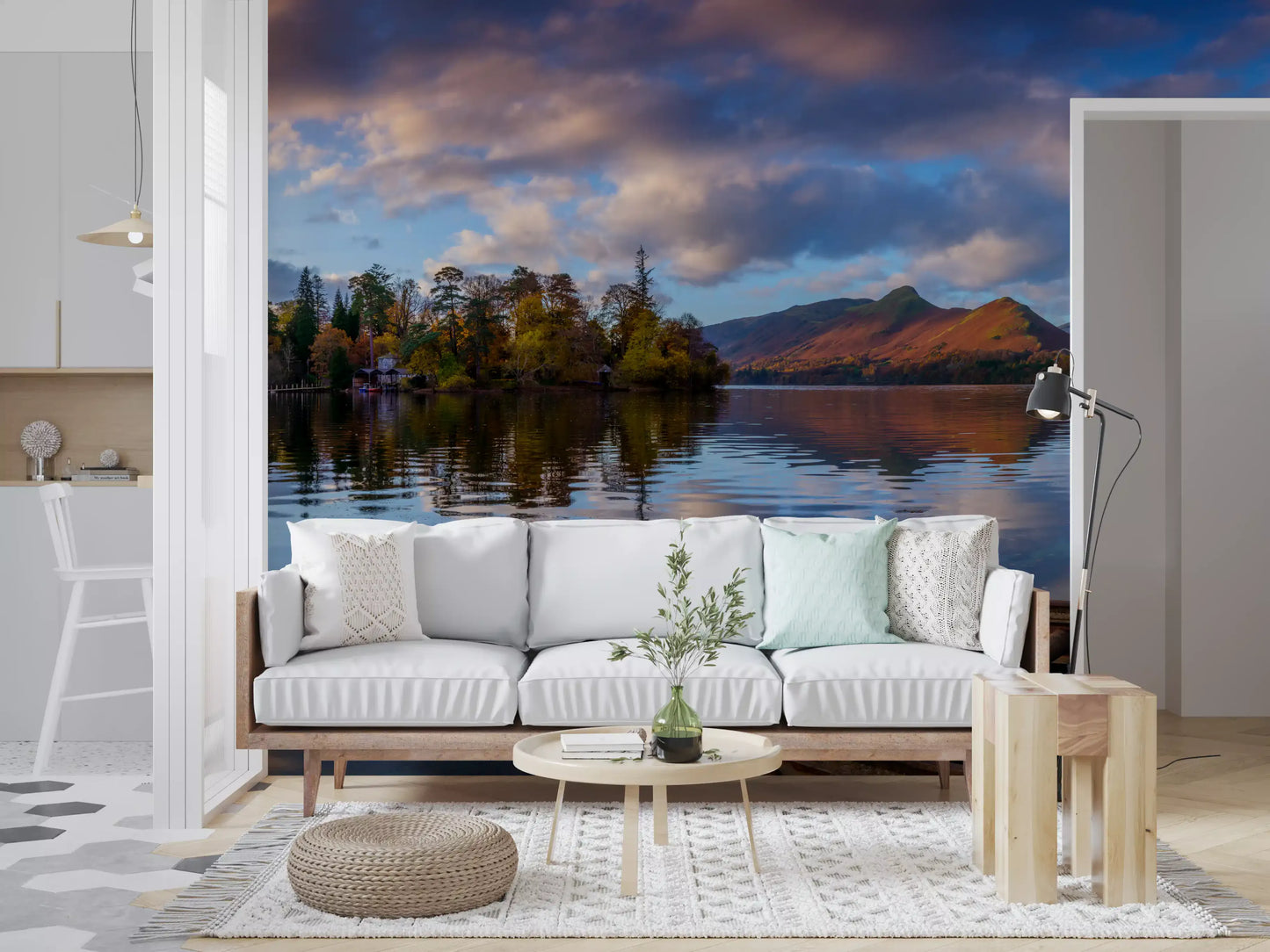 Lakeside Reflections: Autumn Glow Wall Mural