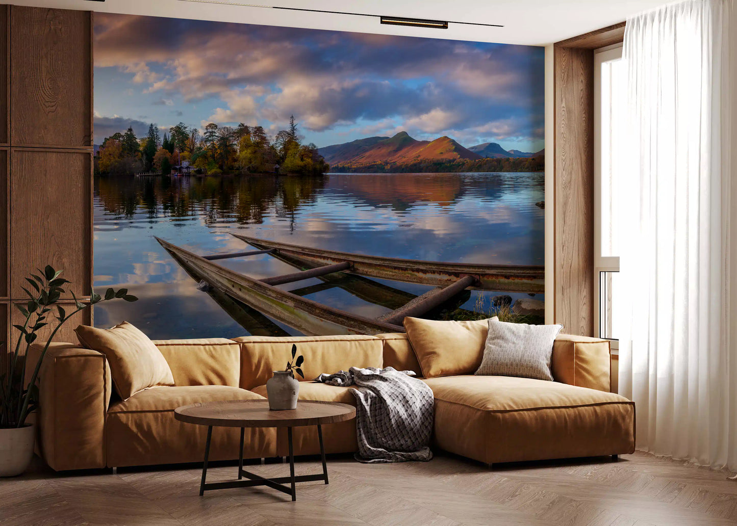 Lakeside Reflections: Autumn Glow Wall Mural