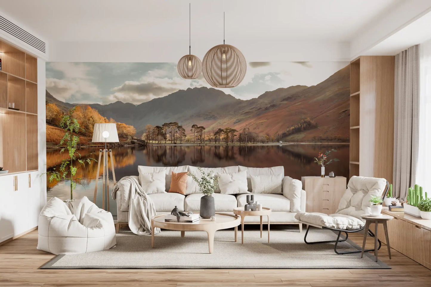 Autumn's Golden Reflection Wall Mural