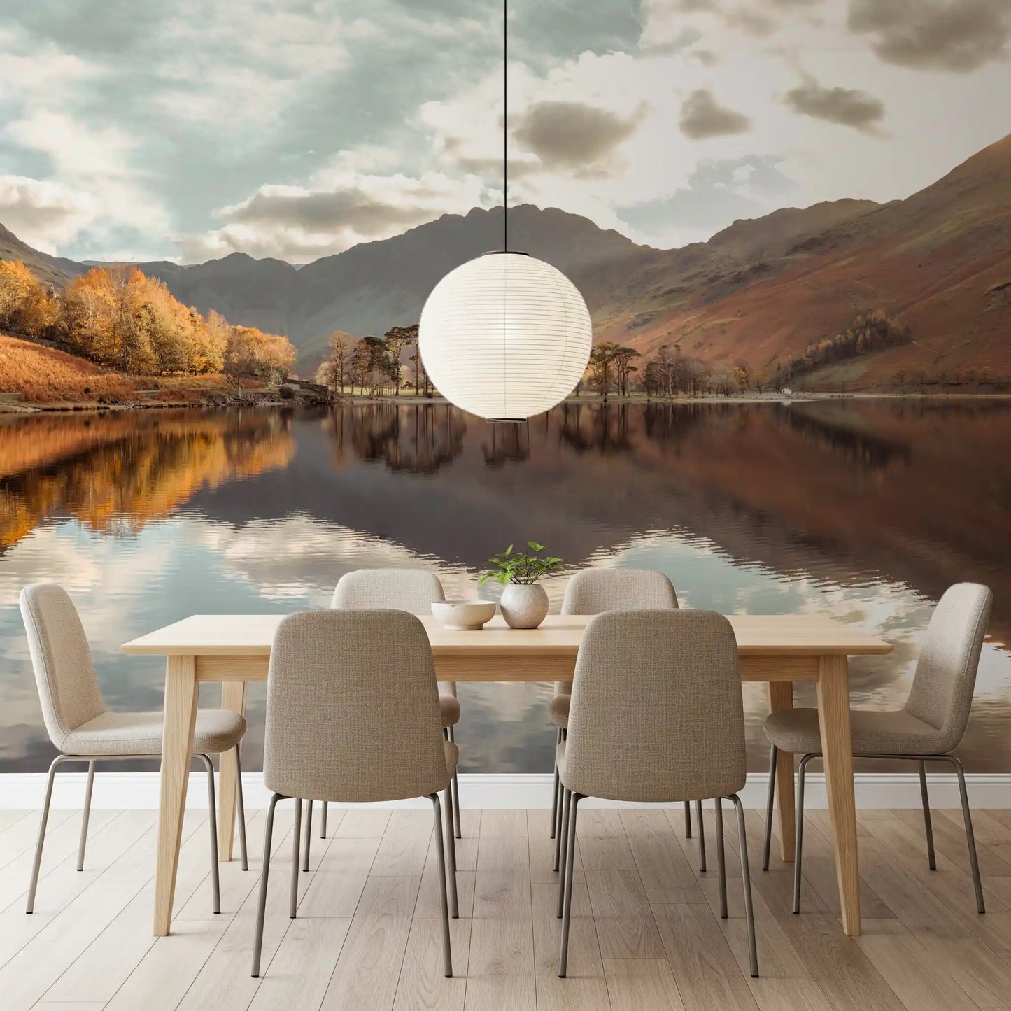 Autumn's Golden Reflection Wall Mural