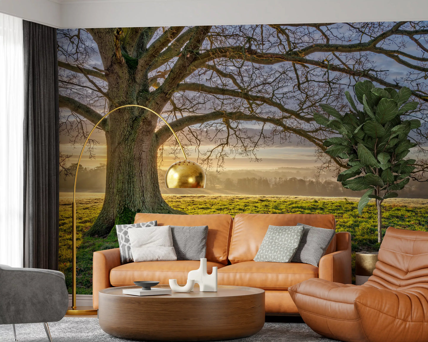 Golden Dawn Oak Tree Wall Mural
