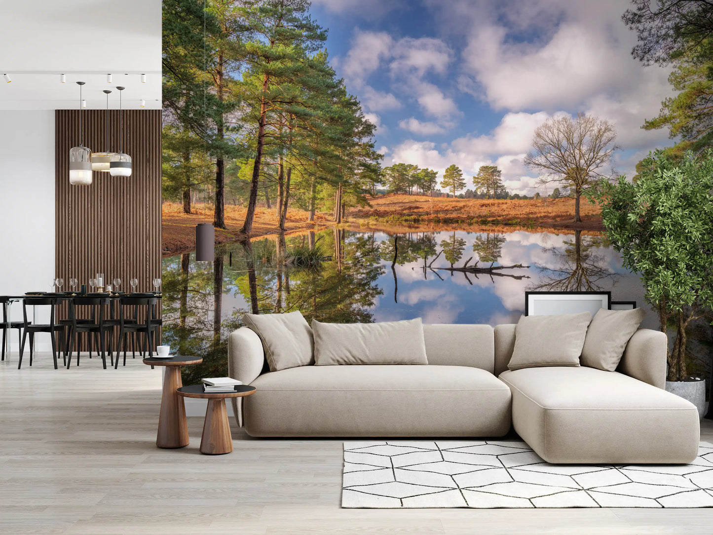 Serene Woodland Reflection Wall Mural