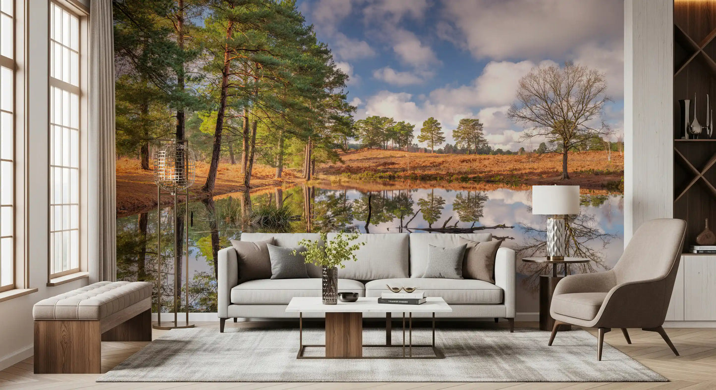 Serene Woodland Reflection Wall Mural