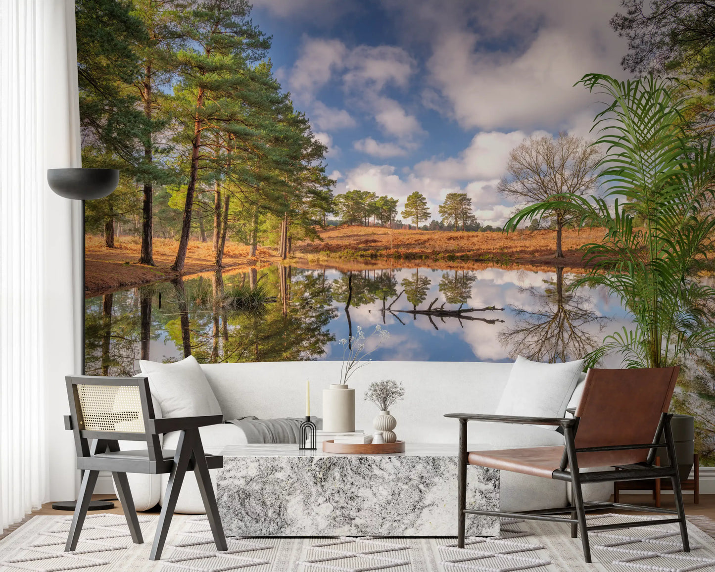 Serene Woodland Reflection Wall Mural