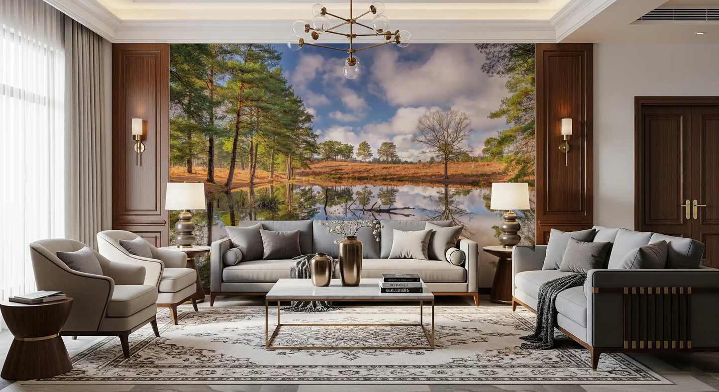 Serene Woodland Reflection Wall Mural