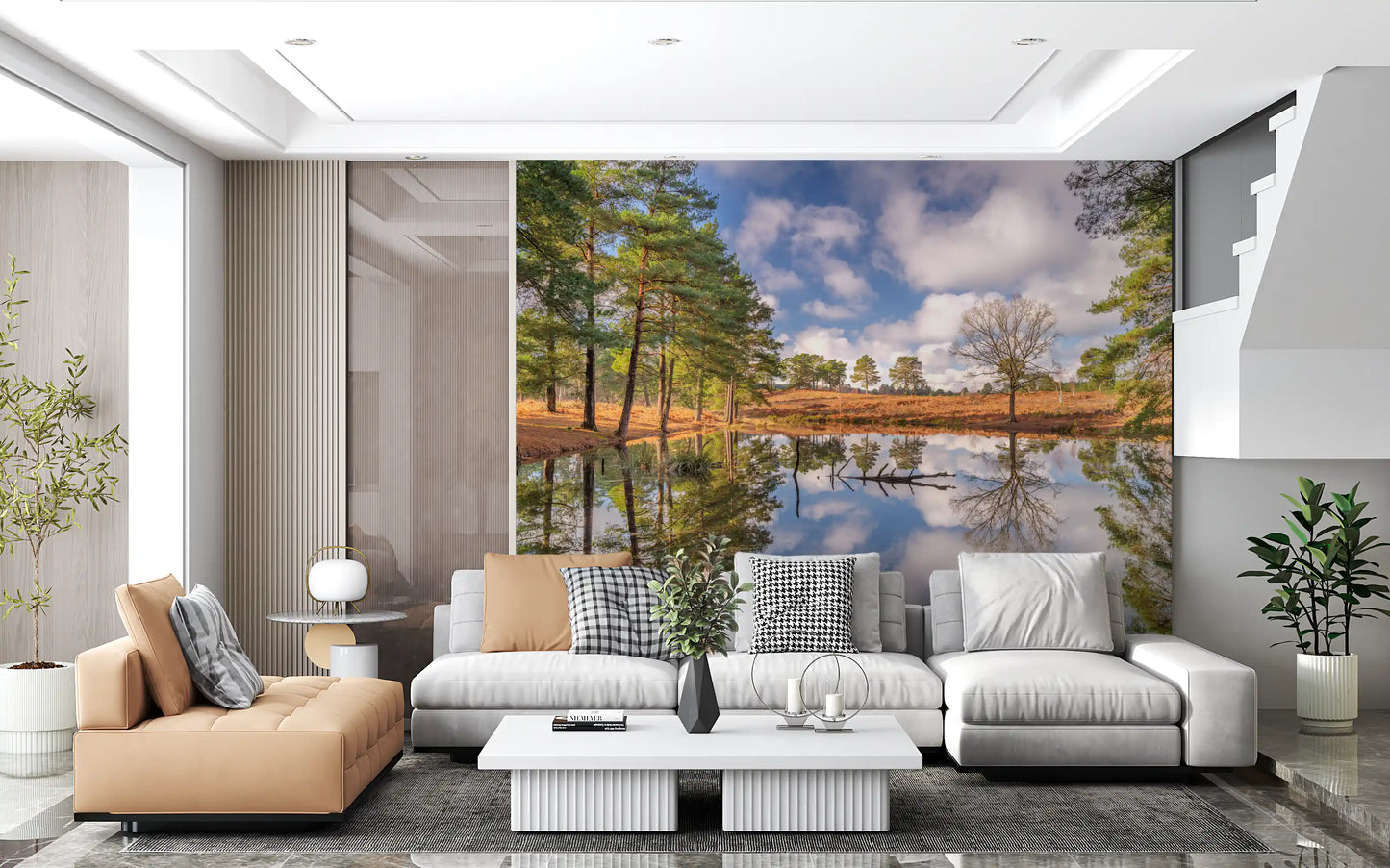 Serene Woodland Reflection Wall Mural
