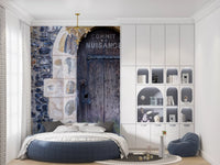 Stone arch wall mural with heritage building character details