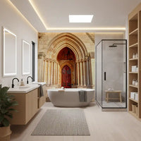 Stone arch wall mural inspired by Gothic architecture