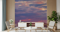 Twilight cloud wall mural with peaceful blue and pink hues
