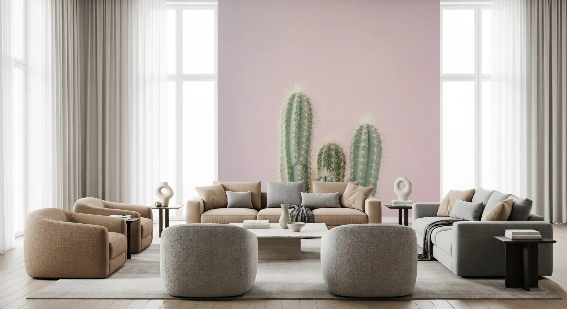 Desert rock wall mural showcasing towering sandstone formations