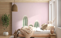 Blush desert wall mural featuring sandstone cliffs and spires
