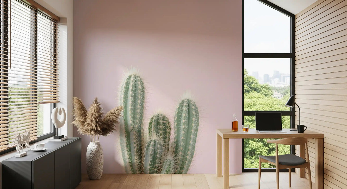 Scenic canyon wall mural with blush and terracotta colours